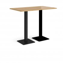 Rectangular Poseur Table | 1400 x 800mm | 1100mm High | Oak | Square Black Steel Bases | Brescia