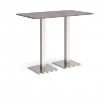 Rectangular Poseur Table | 1400 x 800mm | 1100mm High | Grey Oak | Square Brushed Steel Bases | Brescia