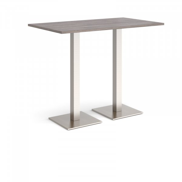 Rectangular Poseur Table | 1400 x 800mm | 1100mm High | Grey Oak | Square Brushed Steel Bases | Brescia