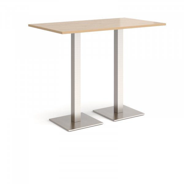 Rectangular Poseur Table | 1400 x 800mm | 1100mm High | Kendal Oak | Square Brushed Steel Bases | Brescia