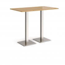 Rectangular Poseur Table | 1400 x 800mm | 1100mm High | Oak | Square Brushed Steel Bases | Brescia