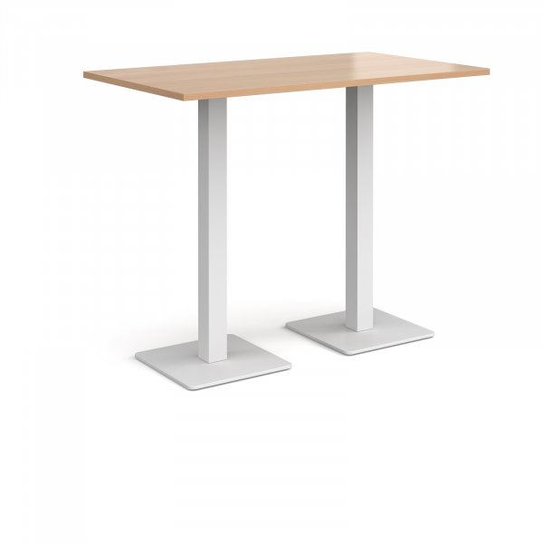 Rectangular Poseur Table | 1400 x 800mm | 1100mm High | Beech | Square White Steel Bases | Brescia