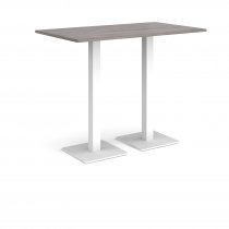 Rectangular Poseur Table | 1400 x 800mm | 1100mm High | Grey Oak | Square White Steel Bases | Brescia