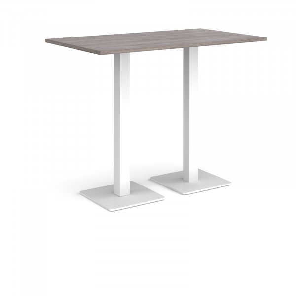 Rectangular Poseur Table | 1400 x 800mm | 1100mm High | Grey Oak | Square White Steel Bases | Brescia