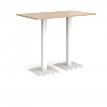 Rectangular Poseur Table | 1400 x 800mm | 1100mm High | Kendal Oak | Square White Steel Bases | Brescia