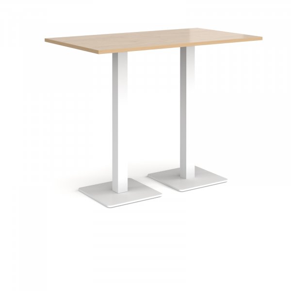 Rectangular Poseur Table | 1400 x 800mm | 1100mm High | Kendal Oak | Square White Steel Bases | Brescia