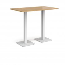 Rectangular Poseur Table | 1400 x 800mm | 1100mm High | Oak | Square White Steel Bases | Brescia