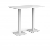 Rectangular Poseur Table | 1400 x 800mm | 1100mm High | White | Square White Steel Bases | Brescia