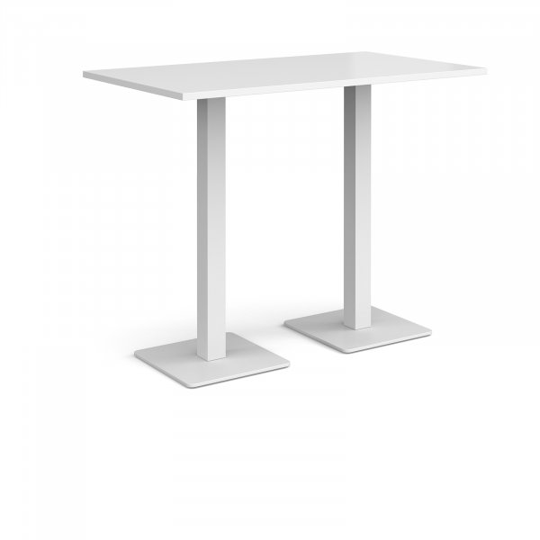 Rectangular Poseur Table | 1400 x 800mm | 1100mm High | White | Square White Steel Bases | Brescia