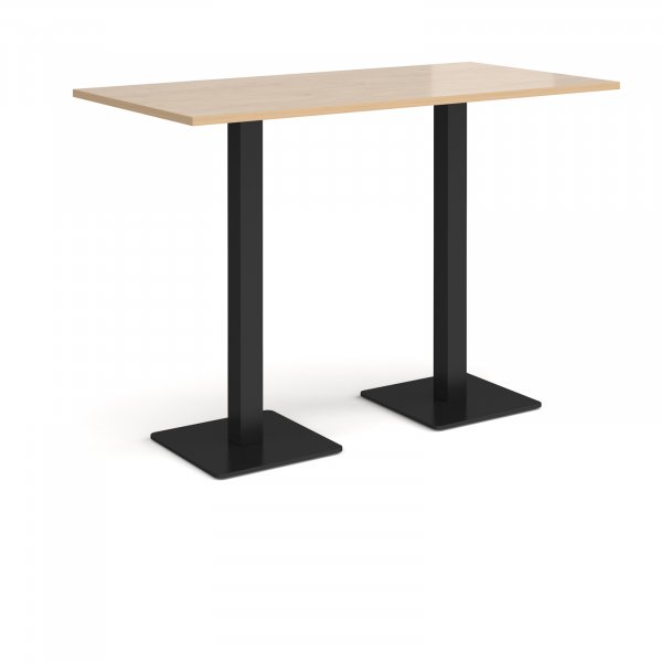 Rectangular Poseur Table | 1600 x 800mm | 1100mm High | Kendal Oak | Square Black Steel Bases | Brescia