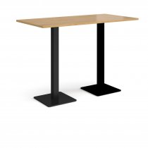 Rectangular Poseur Table | 1600 x 800mm | 1100mm High | Oak | Square Black Steel Bases | Brescia