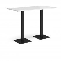 Rectangular Poseur Table | 1600 x 800mm | 1100mm High | White | Square Black Steel Bases | Brescia