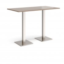 Rectangular Poseur Table | 1600 x 800mm | 1100mm High | Barcelona Walnut | Square Brushed Steel Bases | Brescia