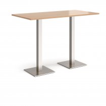 Rectangular Poseur Table | 1600 x 800mm | 1100mm High | Beech | Square Brushed Steel Bases | Brescia