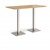 Rectangular Poseur Table | 1600 x 800mm | 1100mm High | Oak | Square Brushed Steel Bases | Brescia