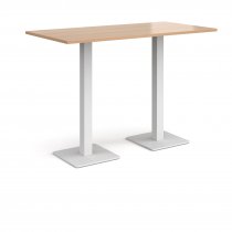 Rectangular Poseur Table | 1600 x 800mm | 1100mm High | Beech | Square White Steel Bases | Brescia