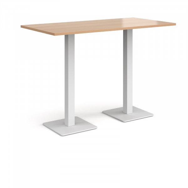 Rectangular Poseur Table | 1600 x 800mm | 1100mm High | Beech | Square White Steel Bases | Brescia