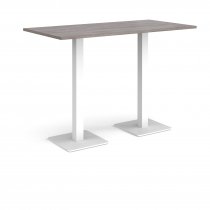 Rectangular Poseur Table | 1600 x 800mm | 1100mm High | Grey Oak | Square White Steel Bases | Brescia