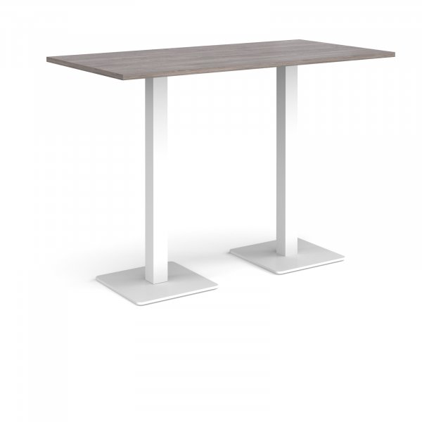 Rectangular Poseur Table | 1600 x 800mm | 1100mm High | Grey Oak | Square White Steel Bases | Brescia