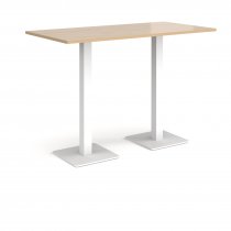 Rectangular Poseur Table | 1600 x 800mm | 1100mm High | Kendal Oak | Square White Steel Bases | Brescia