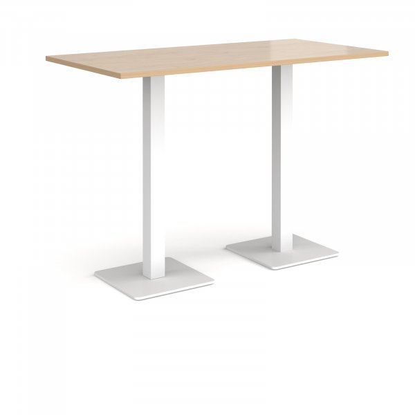 Rectangular Poseur Table | 1600 x 800mm | 1100mm High | Kendal Oak | Square White Steel Bases | Brescia