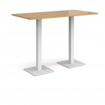 Rectangular Poseur Table | 1600 x 800mm | 1100mm High | Oak | Square White Steel Bases | Brescia