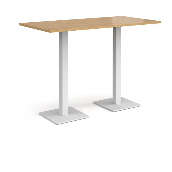 Rectangular Poseur Table | 1600 x 800mm | 1100mm High | Oak | Square White Steel Bases | Brescia