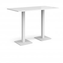 Rectangular Poseur Table | 1600 x 800mm | 1100mm High | White | Square White Steel Bases | Brescia