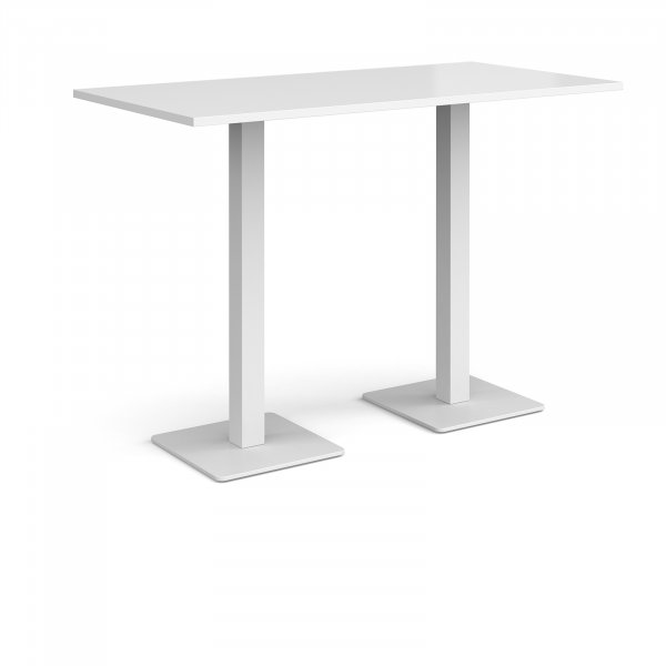 Rectangular Poseur Table | 1600 x 800mm | 1100mm High | White | Square White Steel Bases | Brescia