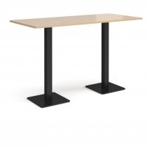 Rectangular Poseur Table | 1800 x 800mm | 1100mm High | Kendal Oak | Square Black Steel Bases | Brescia