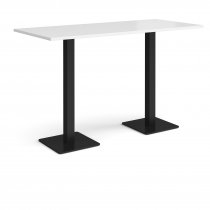 Rectangular Poseur Table | 1800 x 800mm | 1100mm High | White | Square Black Steel Bases | Brescia