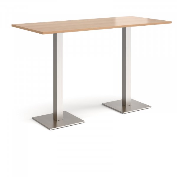 Rectangular Poseur Table | 1800 x 800mm | 1100mm High | Beech | Square Brushed Steel Bases | Brescia