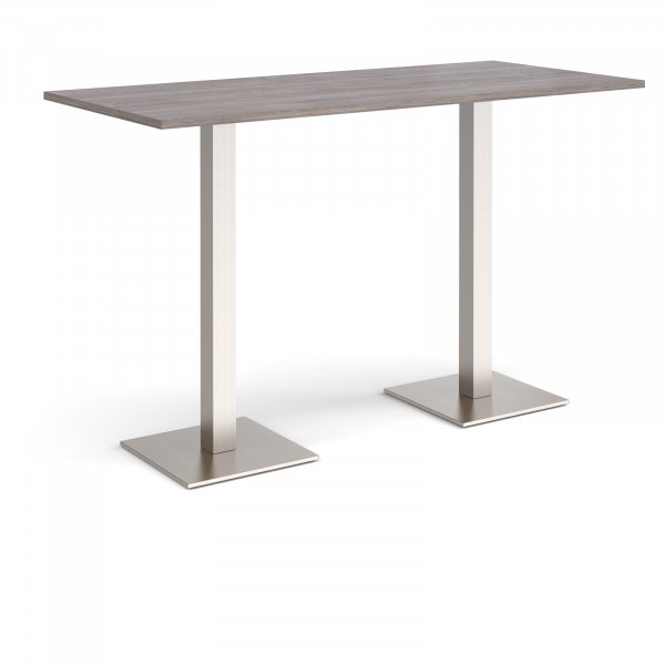 Rectangular Poseur Table | 1800 x 800mm | 1100mm High | Grey Oak | Square Brushed Steel Bases | Brescia