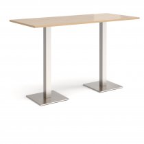 Rectangular Poseur Table | 1800 x 800mm | 1100mm High | Kendal Oak | Square Brushed Steel Bases | Brescia