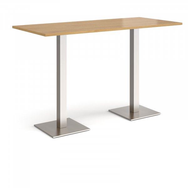 Rectangular Poseur Table | 1800 x 800mm | 1100mm High | Oak | Square Brushed Steel Bases | Brescia