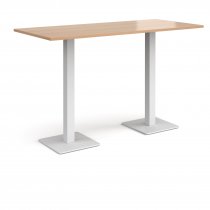 Rectangular Poseur Table | 1800 x 800mm | 1100mm High | Beech | Square White Steel Bases | Brescia