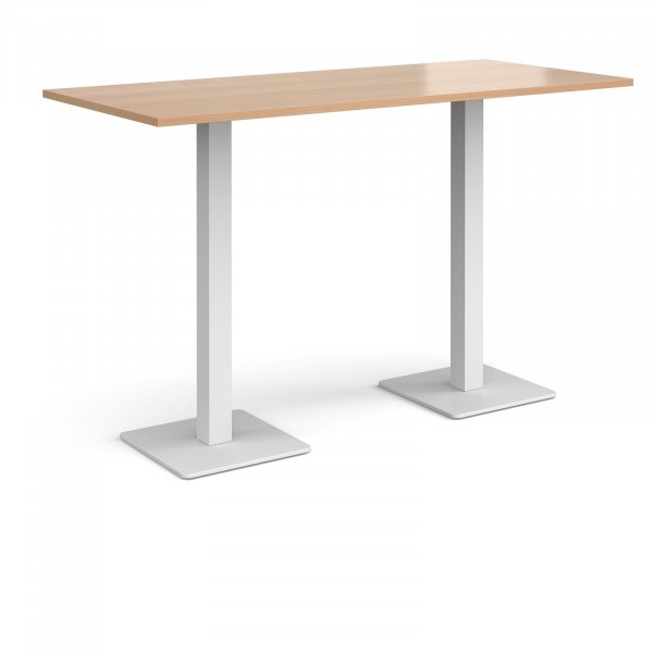 Rectangular Poseur Table | 1800 x 800mm | 1100mm High | Beech | Square White Steel Bases | Brescia