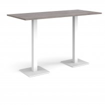 Rectangular Poseur Table | 1800 x 800mm | 1100mm High | Grey Oak | Square White Steel Bases | Brescia