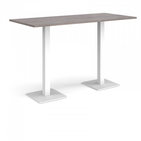 Rectangular Poseur Table | 1800 x 800mm | 1100mm High | Grey Oak | Square White Steel Bases | Brescia