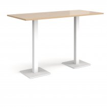 Rectangular Poseur Table | 1800 x 800mm | 1100mm High | Kendal Oak | Square White Steel Bases | Brescia