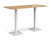 Rectangular Poseur Table | 1800 x 800mm | 1100mm High | Oak | Square White Steel Bases | Brescia