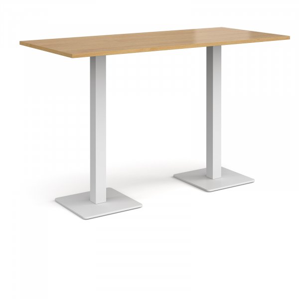 Rectangular Poseur Table | 1800 x 800mm | 1100mm High | Oak | Square White Steel Bases | Brescia