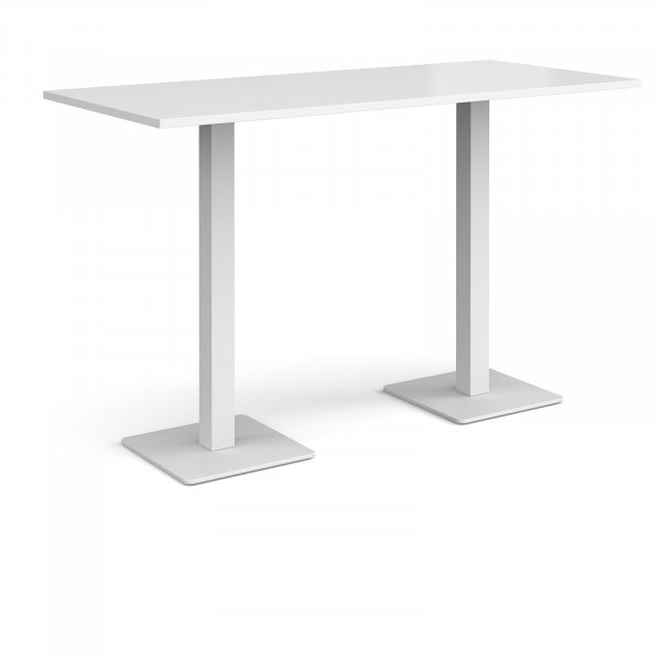 Rectangular Poseur Table | 1800 x 800mm | 1100mm High | White | Square White Steel Bases | Brescia