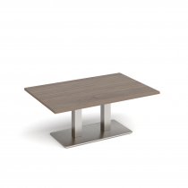 Coffee Table | 1200 x 800mm | 490mm High | Barcelona Walnut | Brushed Steel Base | Eros