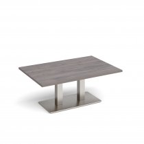 Coffee Table | 1200 x 800mm | 490mm High | Grey Oak | Brushed Steel Base | Eros