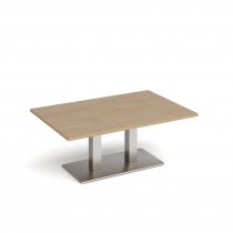 Coffee Table | 1200 x 800mm | 490mm High | Kendal Oak | Brushed Steel Base | Eros