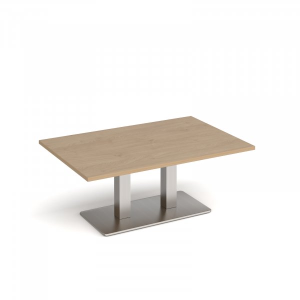 Coffee Table | 1200 x 800mm | 490mm High | Kendal Oak | Brushed Steel Base | Eros