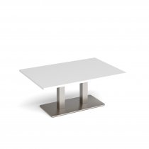 Coffee Table | 1200 x 800mm | 490mm High | White | Brushed Steel Base | Eros