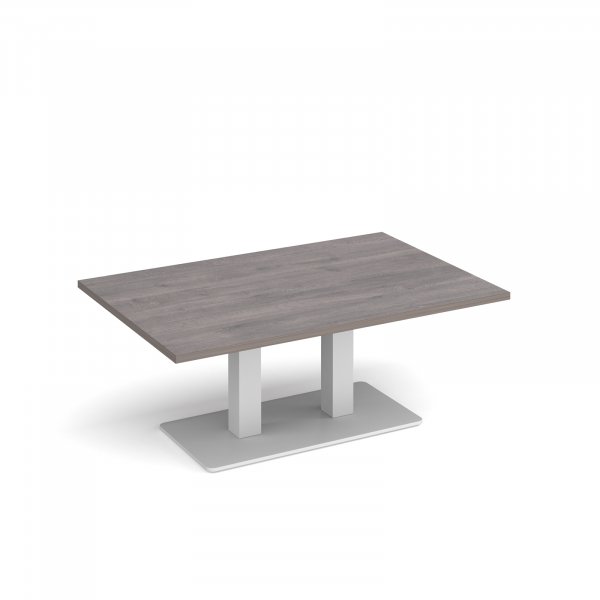 Coffee Table | 1200 x 800mm | 490mm High | Grey Oak | White Base | Eros