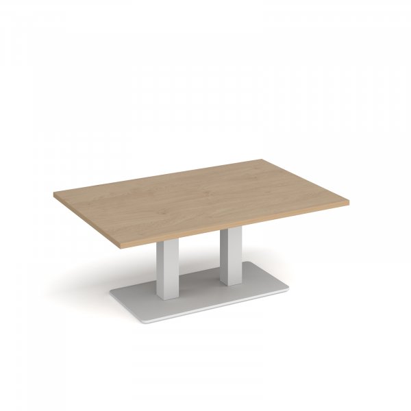 Coffee Table | 1200 x 800mm | 490mm High | Kendal Oak | White Base | Eros